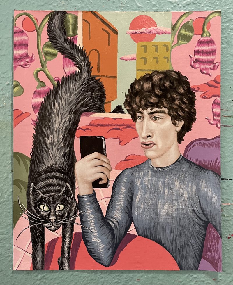Bruno Leydet (Montreal, Canada), 'Breaking News', acrylic on canvas paper, 20 x 16 inches, 2025, $650 USD