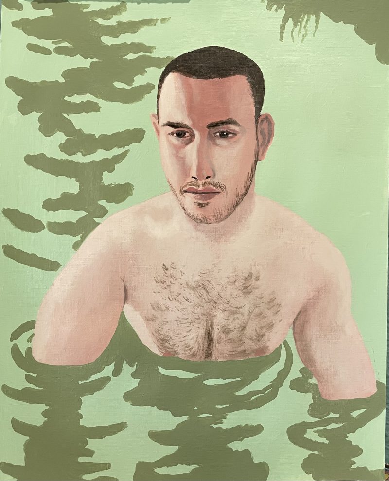 Bruno Leydet (Montreal, Canada), 'Wading', acrylic on canvas paper, 20 x 16 inches, 2025, $650 USD