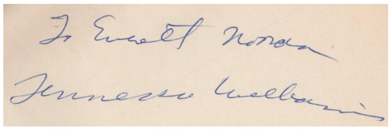 Actual authentic signature by T. Williams in this book.