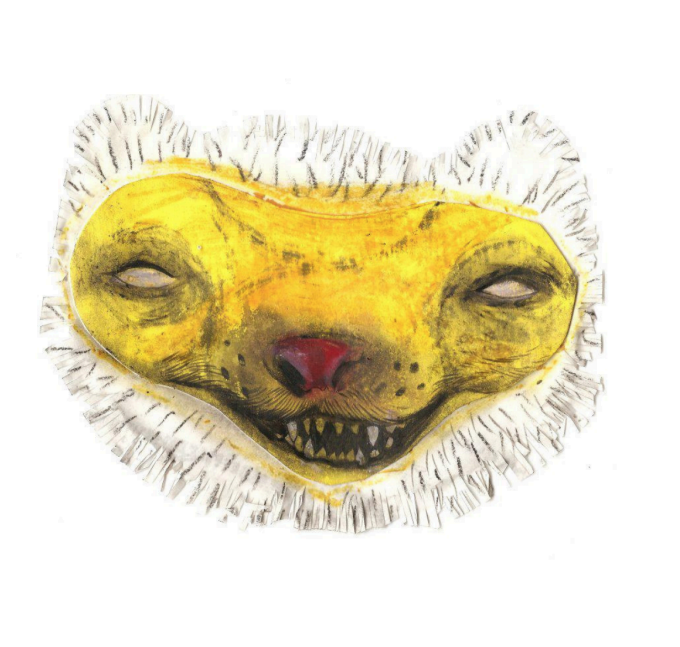 Cat Mask
Oil, Crayon, Wax On Paper 5 x 6 in (12.7 x 15.24 cm)
Stephan Thompson, 2012. $50
