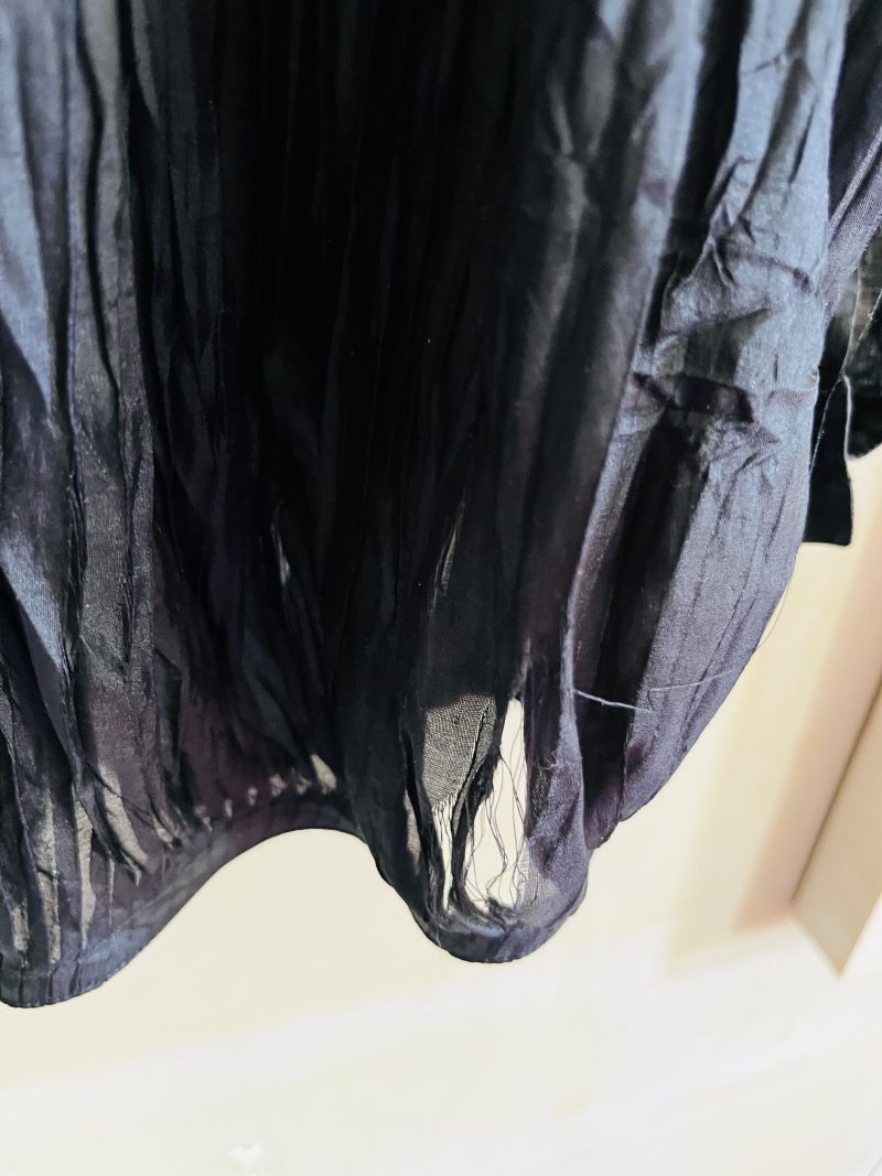 GIANNI VERSACE Vintage Black Silk Tuxedo Shirt. RARE. Men Large Size 46. Possibly Custom Made / Hundreds on pleats on front. Archival Museum Item. Needs some delicate restoration. Incredibly beautiful when seen in person. Acquired in New York, 1980's. Made in Italy. Appraised at $1200 / Asking $450.