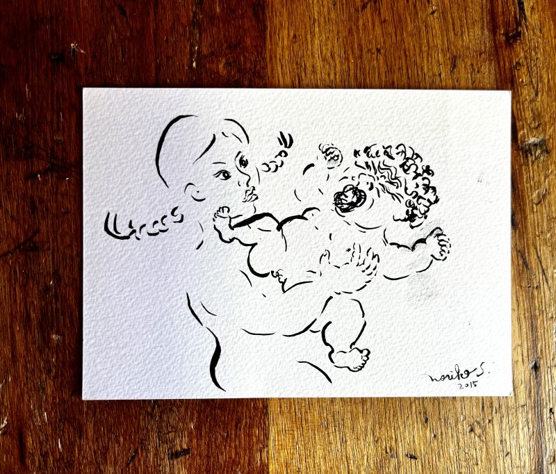 Noriko Shinohara (New York, USA), 'Raising Bullie', 2015, Double-sided hand-made Postcard on Watercolor Paper, Ink, Custom made Stamp by the Artist, Made Exclusively for LPM Gallery. Approx 12 x 18cm. USD$450 each. (FRONT)