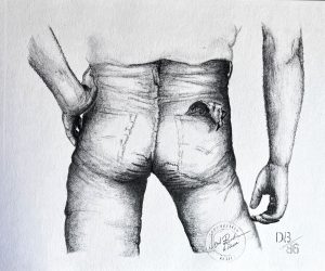 ‘Jeans & Hanky’ Drawing & Prints by Don Bastian, 1986